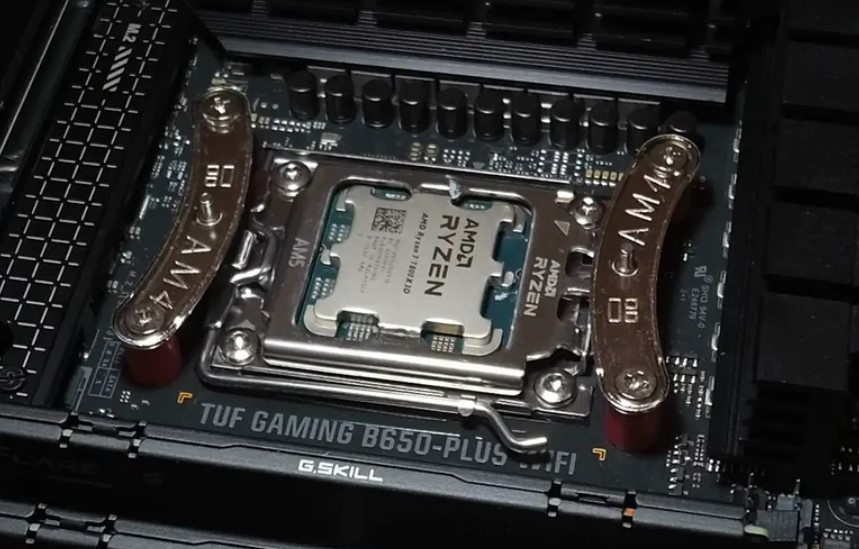 AMD Ryzen 7 9800X3D Chip installed on motherboard